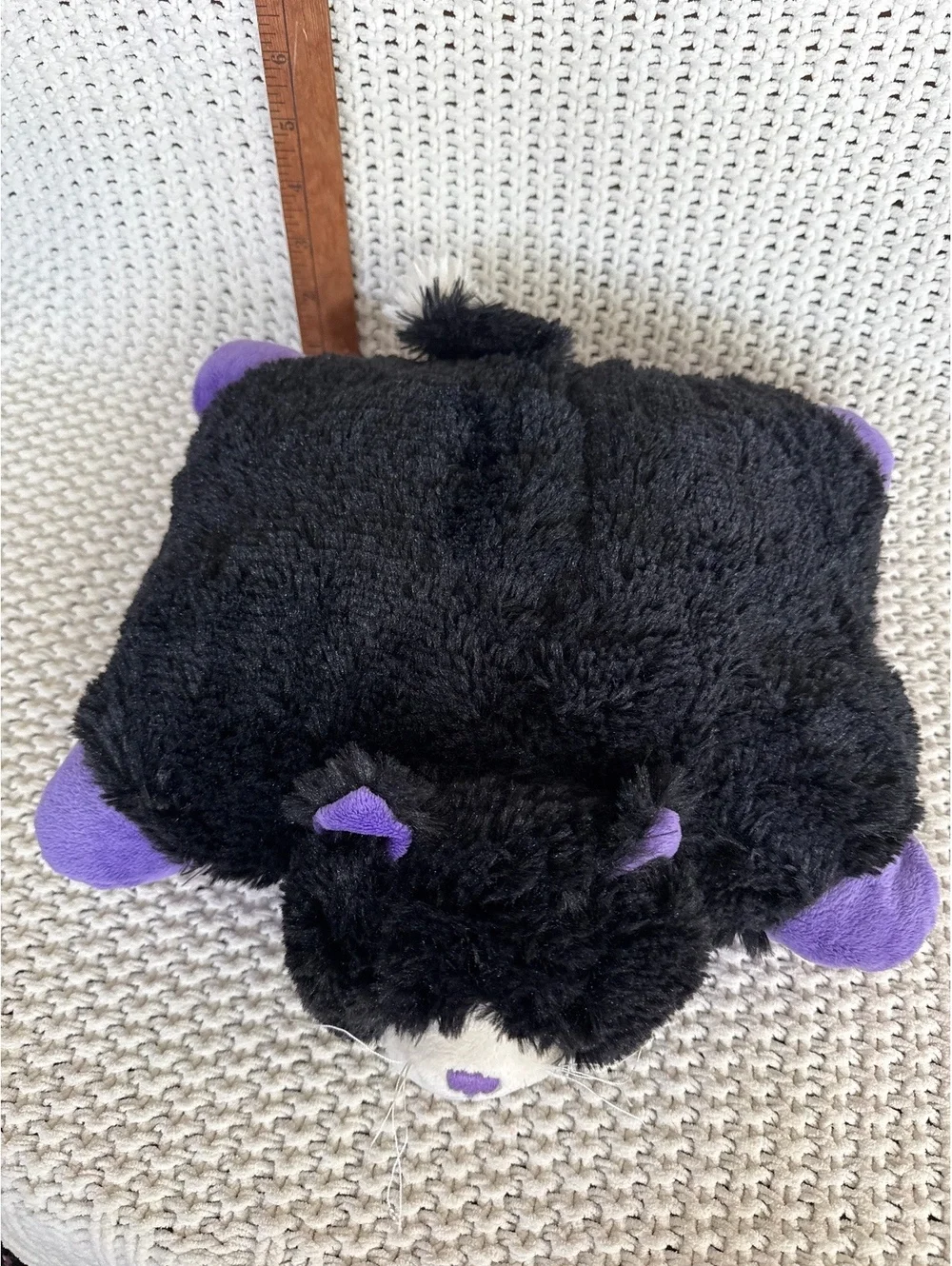 Pillow Pets Pee-Wees Black and Purple Cat Plush Pillow